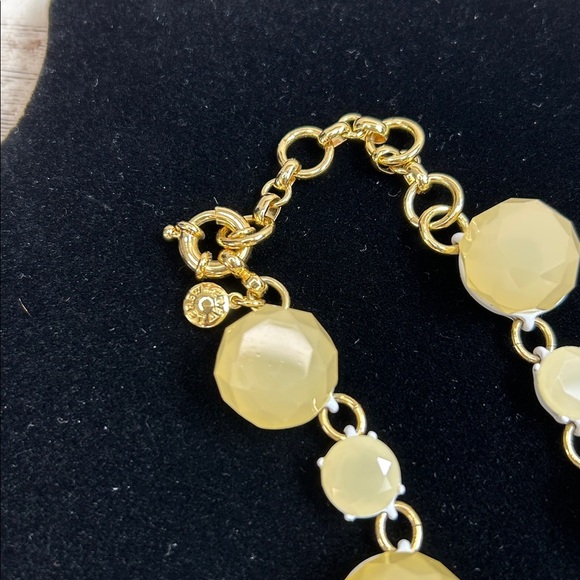 J.Crew Pale Cream Gold Tone Acrylic Cluster Fan Bib Style Statement Necklace - Picture 3 of 4